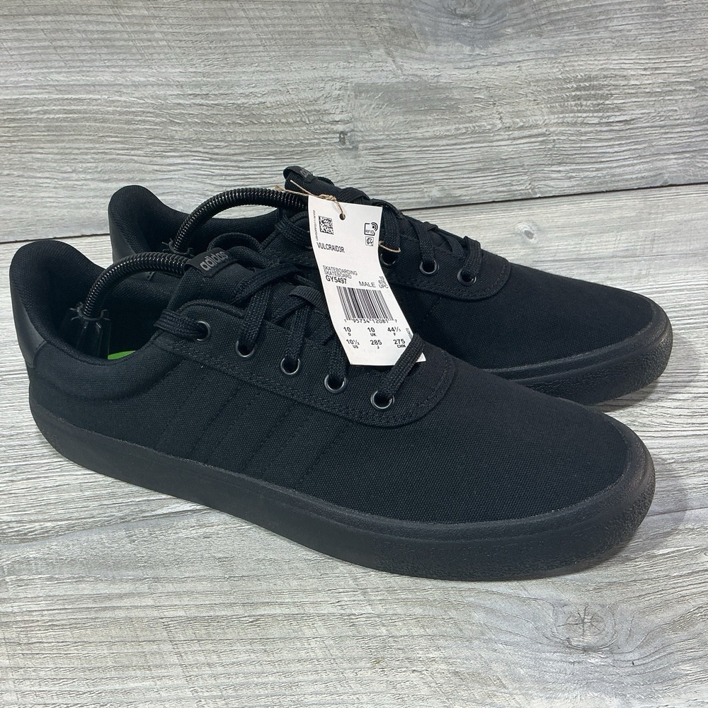 NEW Adidas Vulc Raid3r Mens 10.5 Black Casual Shoes Sneakers Canvas Skate Street